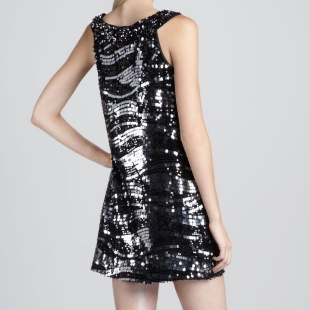 Rachel Zoe Irene Irena Black Sequined Shift Dress Size 0 - Picture 2 of 9